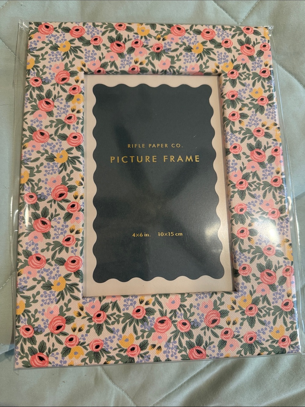 Rifle Paper Co. Pink Floral Print Picture Frame with Yellow Accents